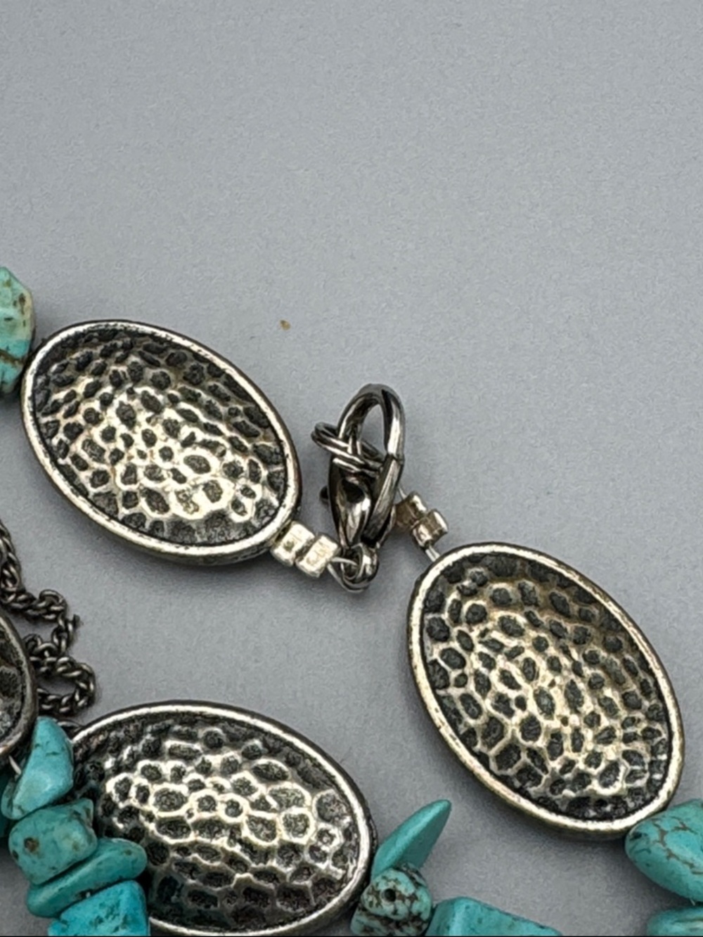 Turquoise Chip Bead Necklace with Silver Tone Accents - Picture 5 of 6